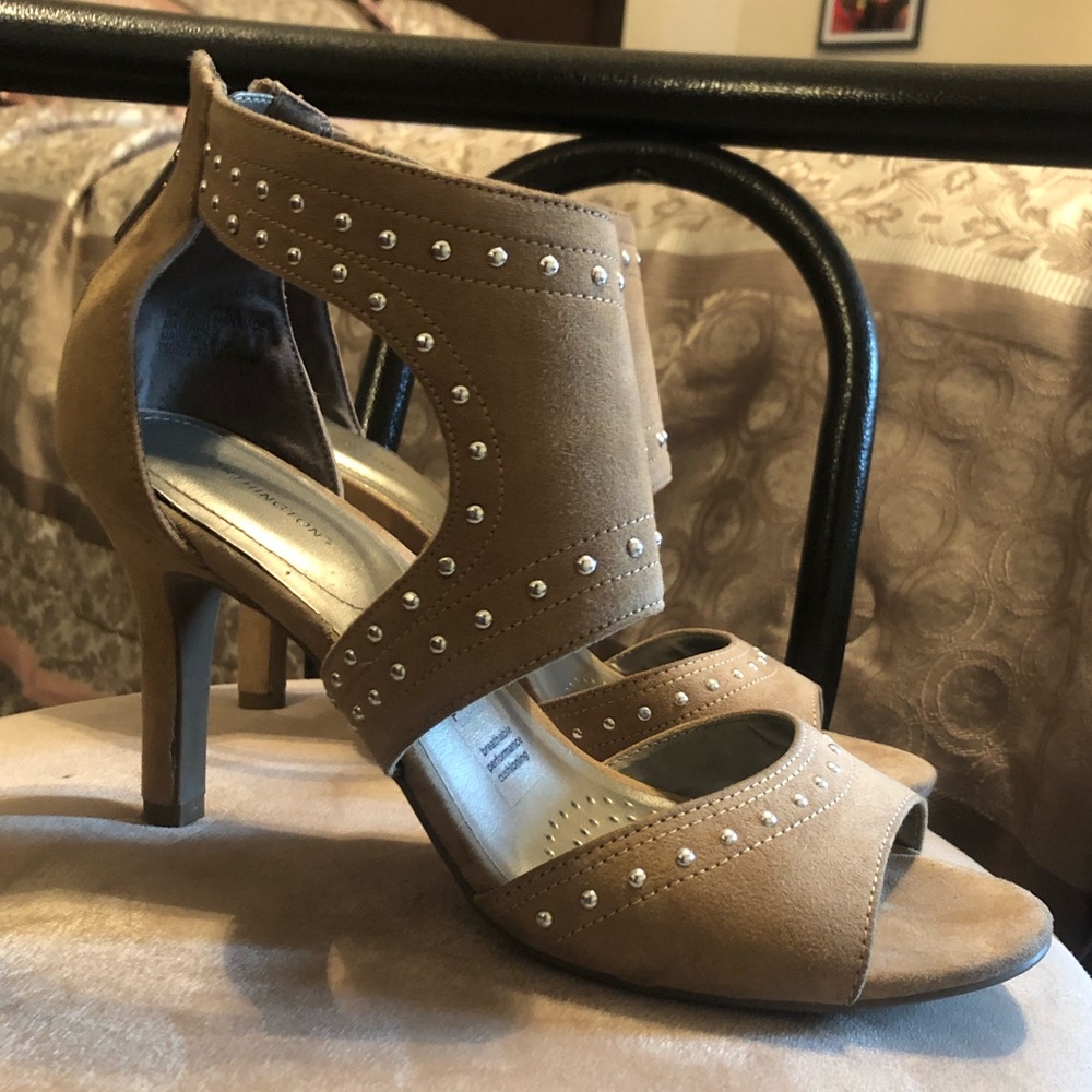 Worthington Pumps in Tan with silver studs